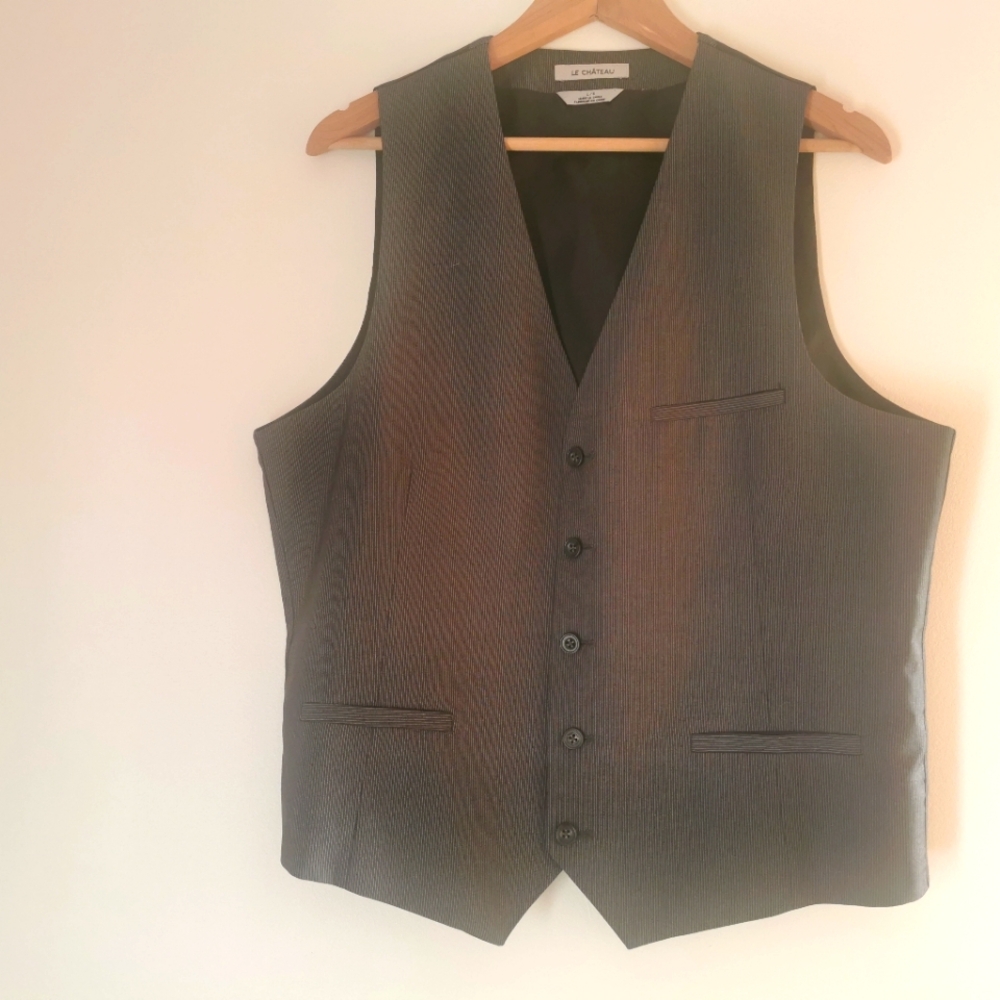 Le Château Pinstripe Black and White Vest Size L